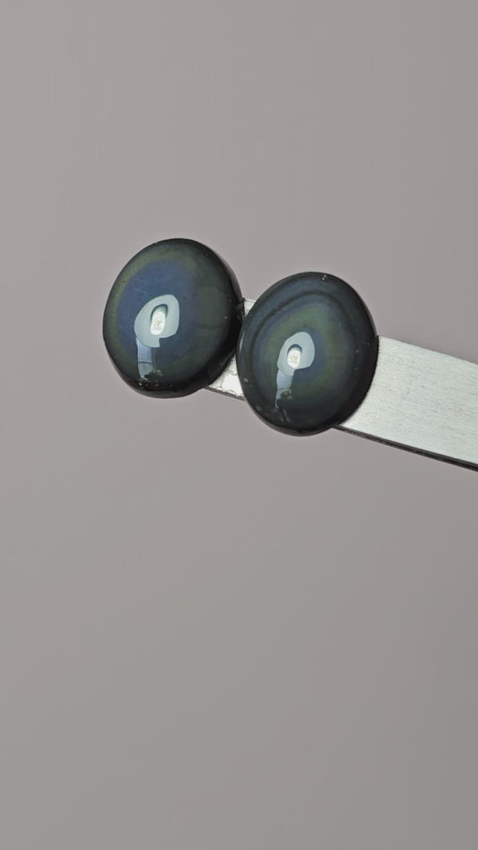Rainbow obsidian Cabochon Pair | Natural Mexican Obsidian for Silversmiths