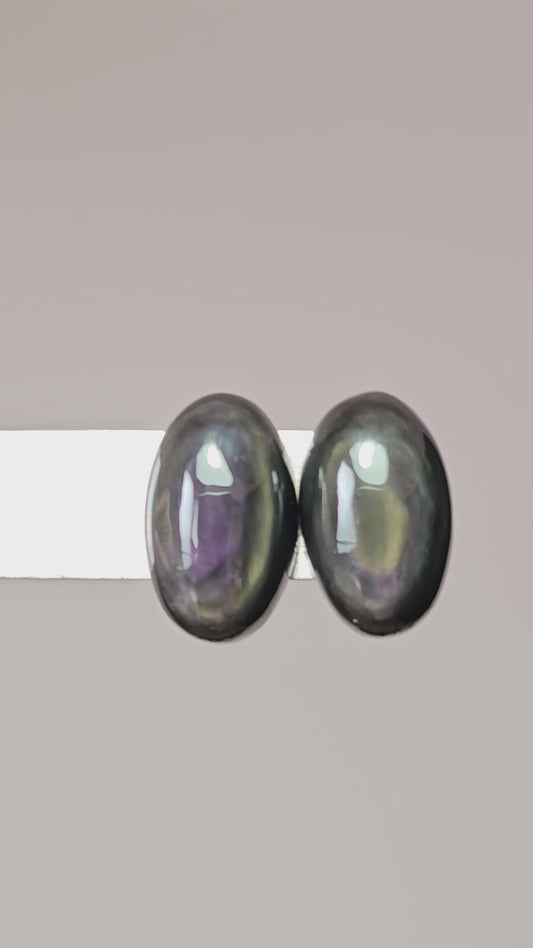 Velvet obsidian Cabochon Pair | Natural Mexican Obsidian for Silversmiths