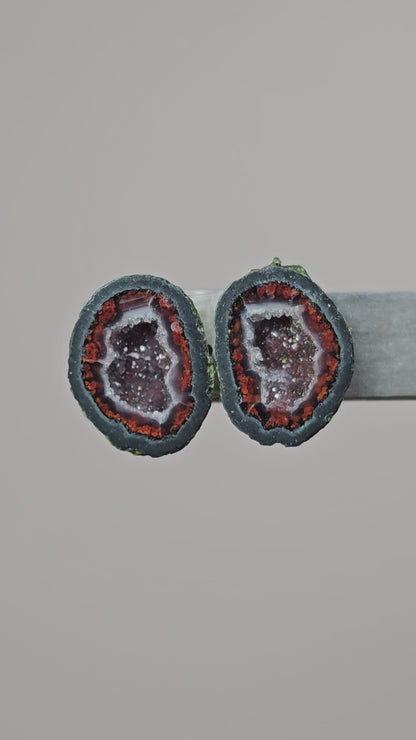 Tabasco Geode Cabochon Pair | Natural Mexican Geode
