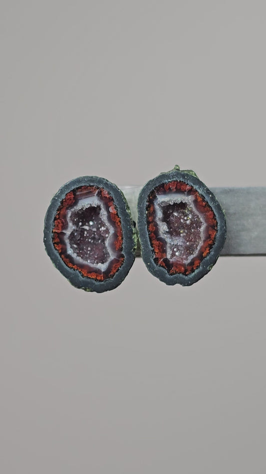 Tabasco Geode Cabochon Pair | Natural Mexican Geode