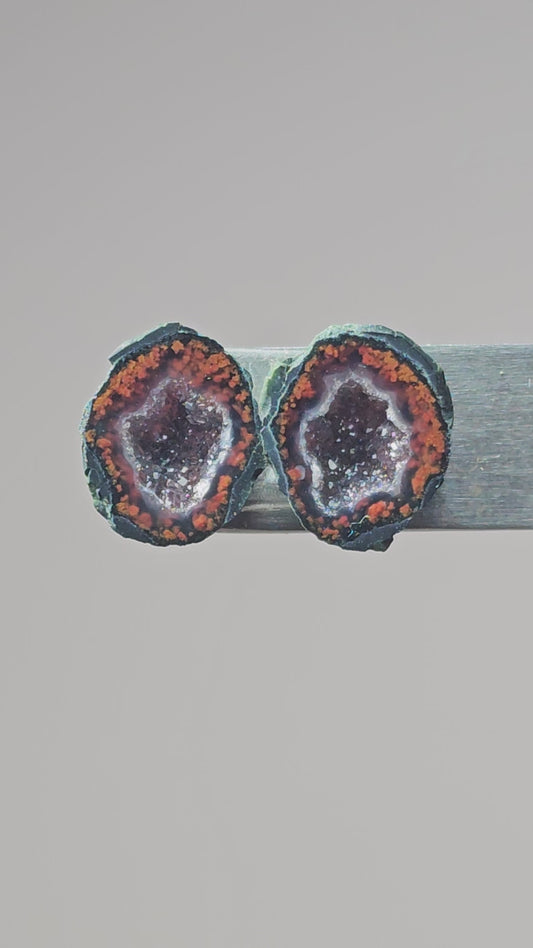 Tabasco Geode Cabochon Pair | Natural Mexican Geode