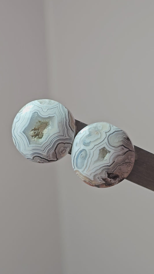 Mexican Crazy Lace Agate Pair Cabochons