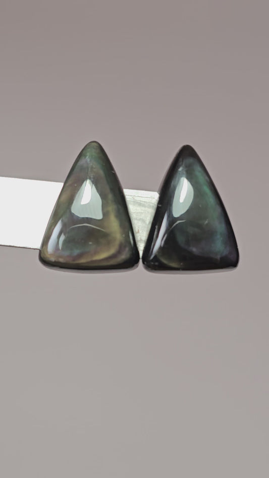 Velvet obsidian Cabochon Pair | Natural Mexican Obsidian for Silversmiths